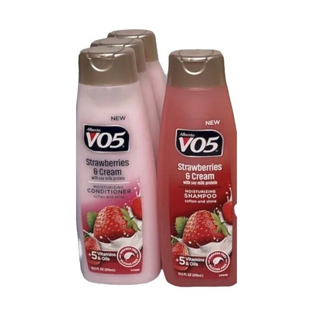 Alberto VO5 STRAWBERRIES & CREAM 3 Conditioner and 1 Shampoo 12.5 oz Each